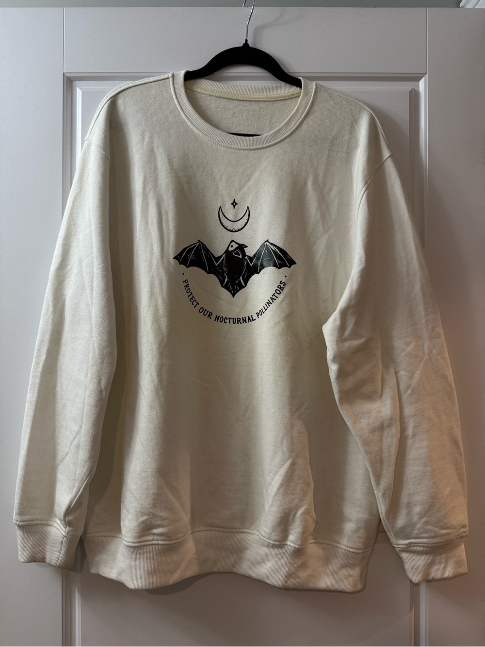 Protect Our Nocturnal Pollinators Bat Moon Halloween Crewneck Sweatshirt - White